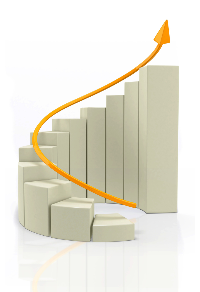 3D Growth bar graph - isolated over a white background